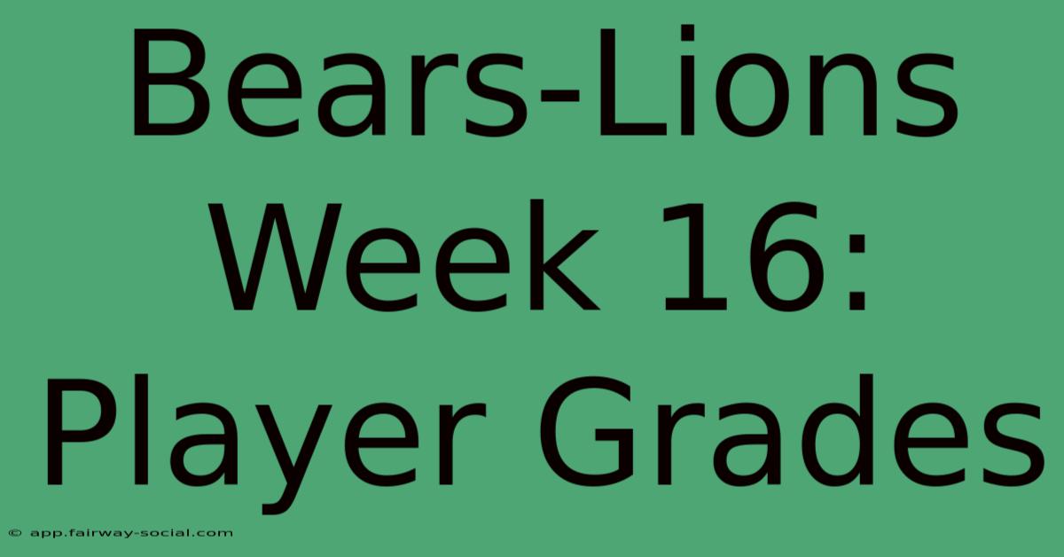 Bears-Lions Week 16: Player Grades