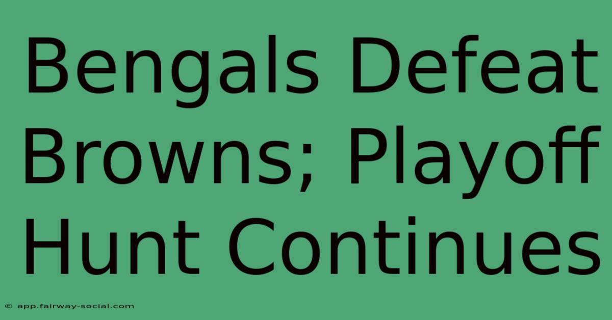 Bengals Defeat Browns; Playoff Hunt Continues