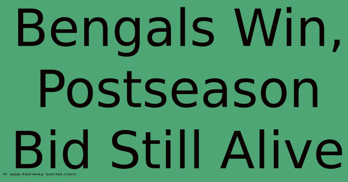 Bengals Win, Postseason Bid Still Alive