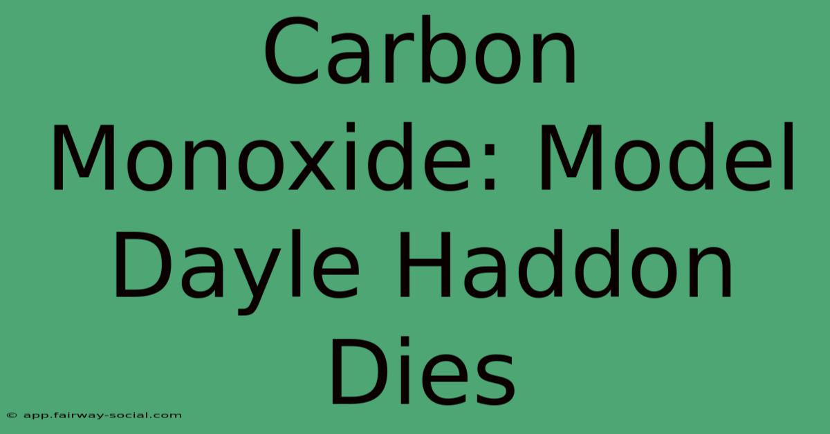 Carbon Monoxide: Model Dayle Haddon Dies