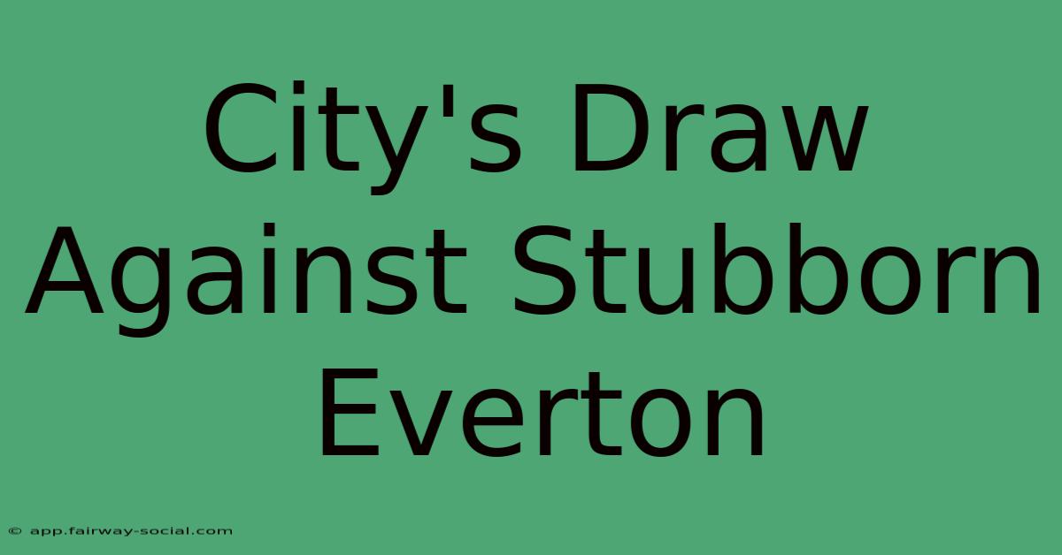 City's Draw Against Stubborn Everton