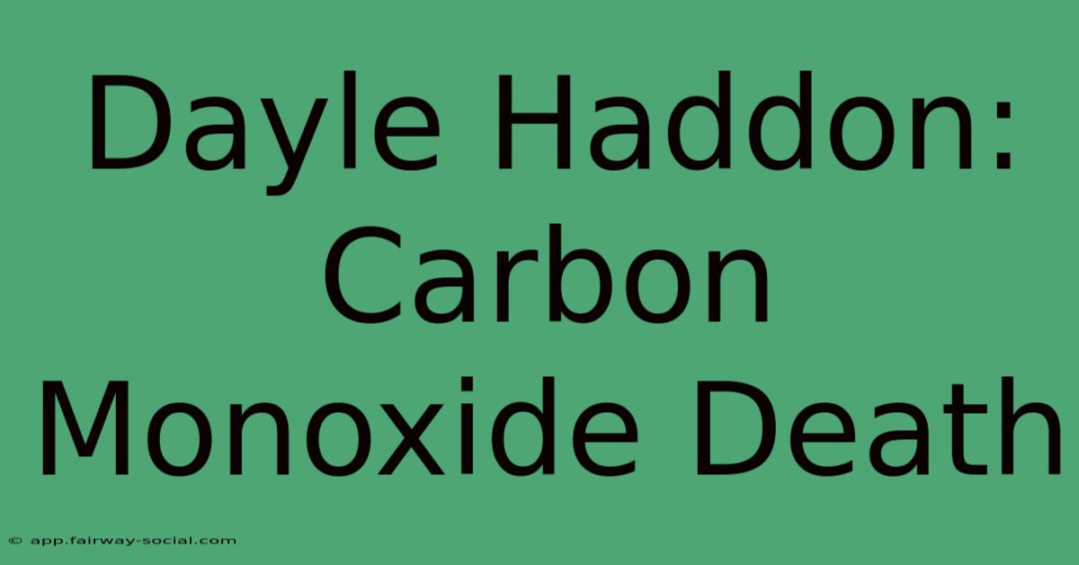 Dayle Haddon: Carbon Monoxide Death