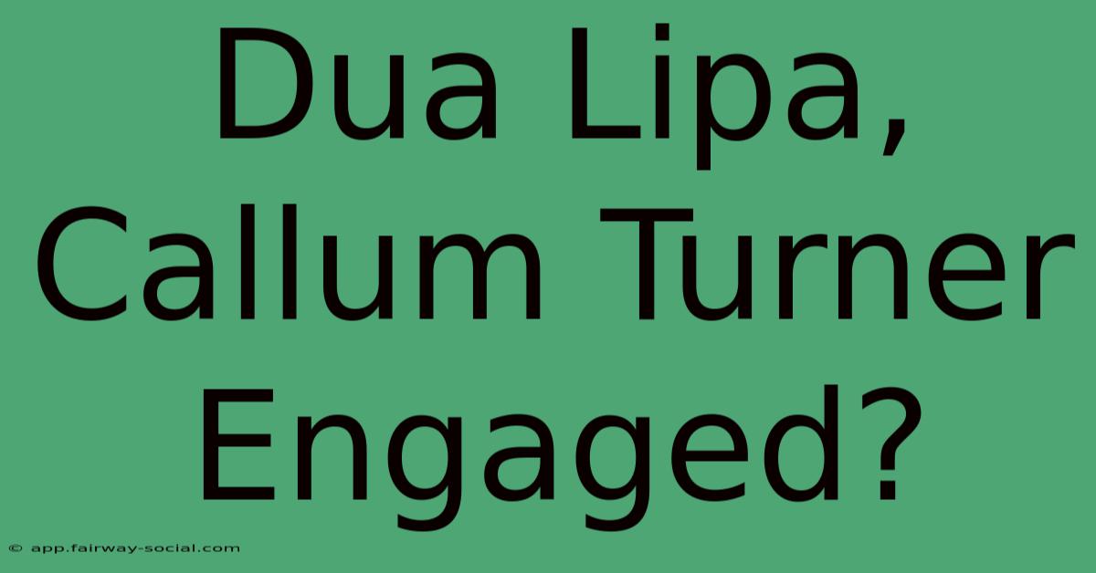 Dua Lipa, Callum Turner Engaged?