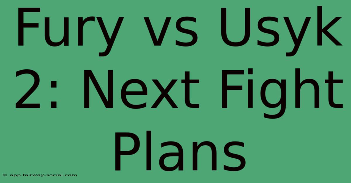 Fury Vs Usyk 2: Next Fight Plans