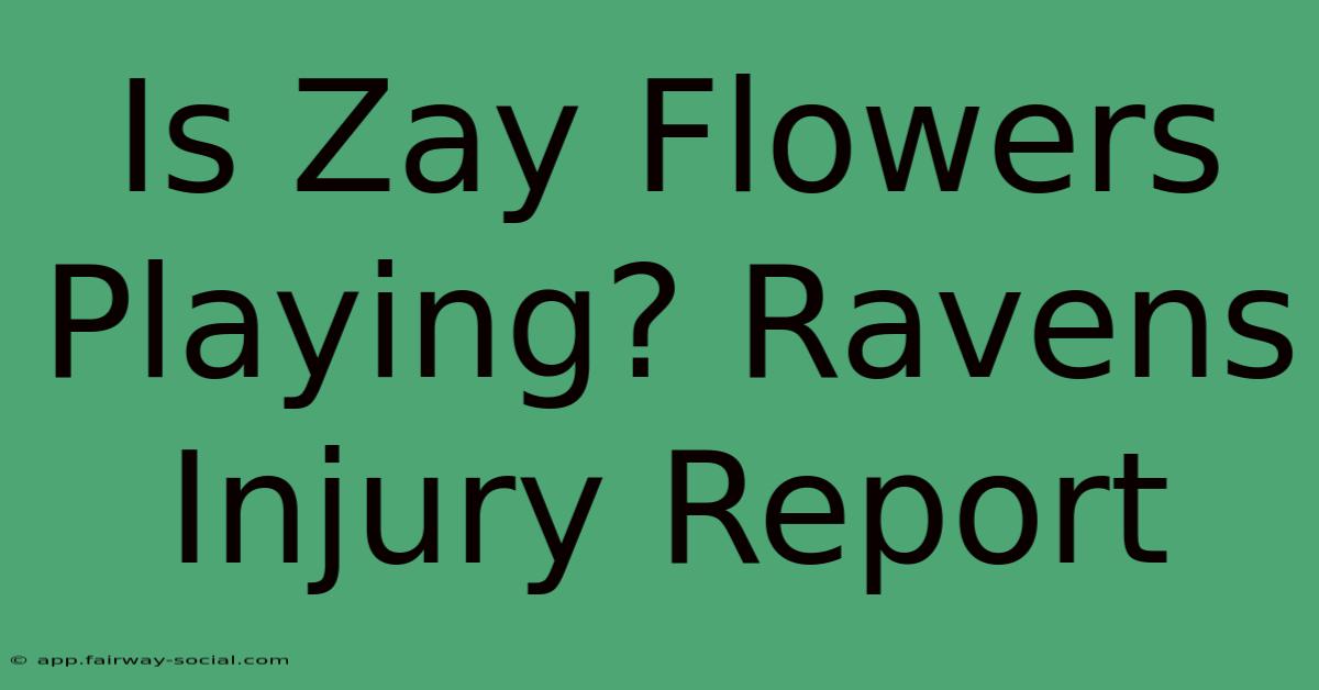 Is Zay Flowers Playing? Ravens Injury Report