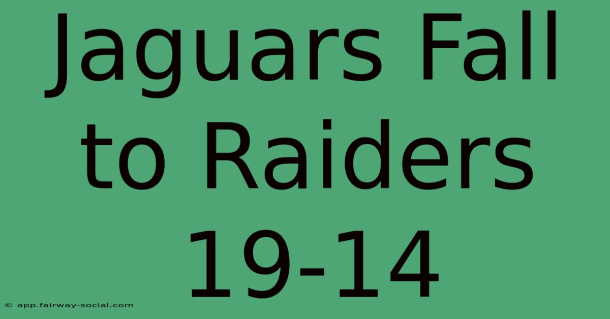 Jaguars Fall To Raiders 19-14