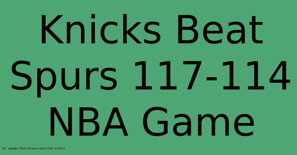 Knicks Beat Spurs 117-114 NBA Game