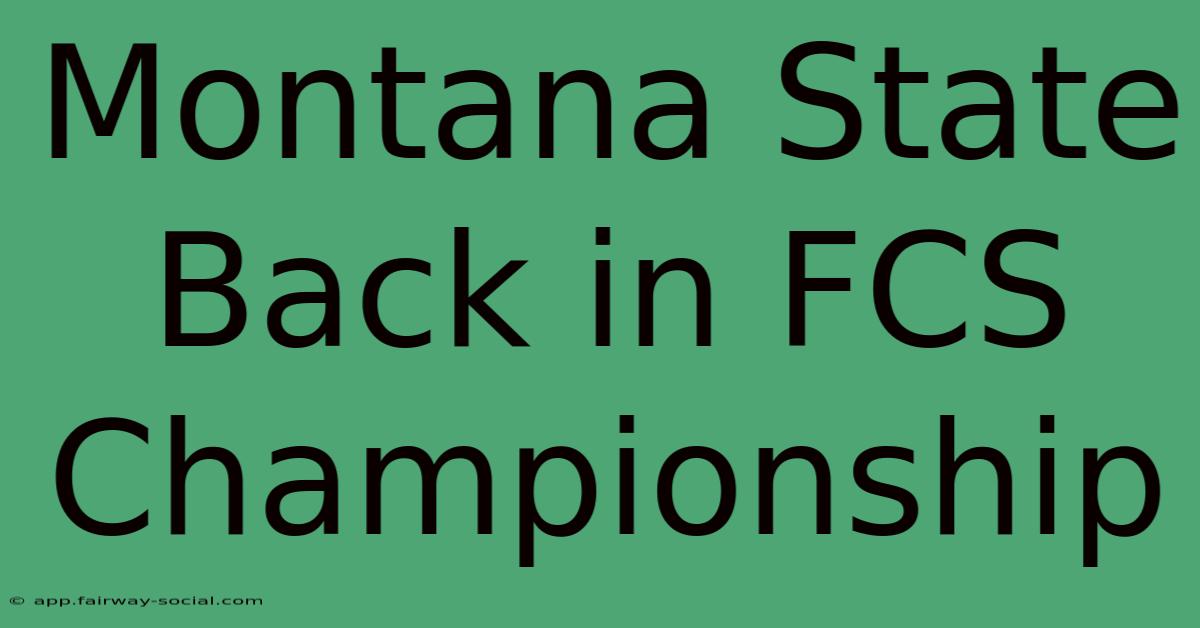 Montana State Back In FCS Championship