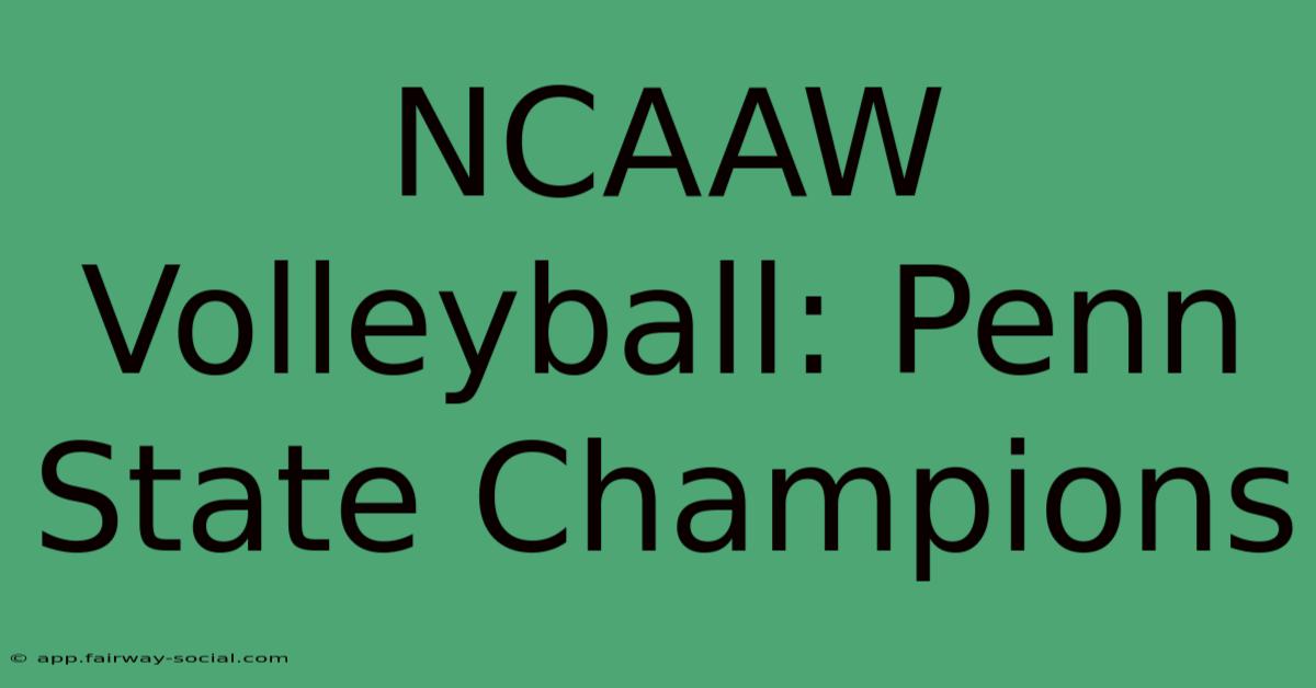 NCAAW Volleyball: Penn State Champions