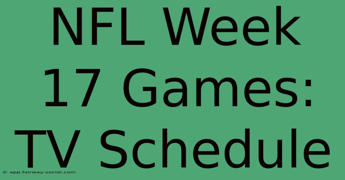 NFL Week 17 Games: TV Schedule