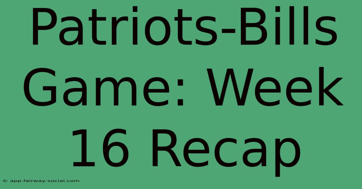 Patriots-Bills Game: Week 16 Recap