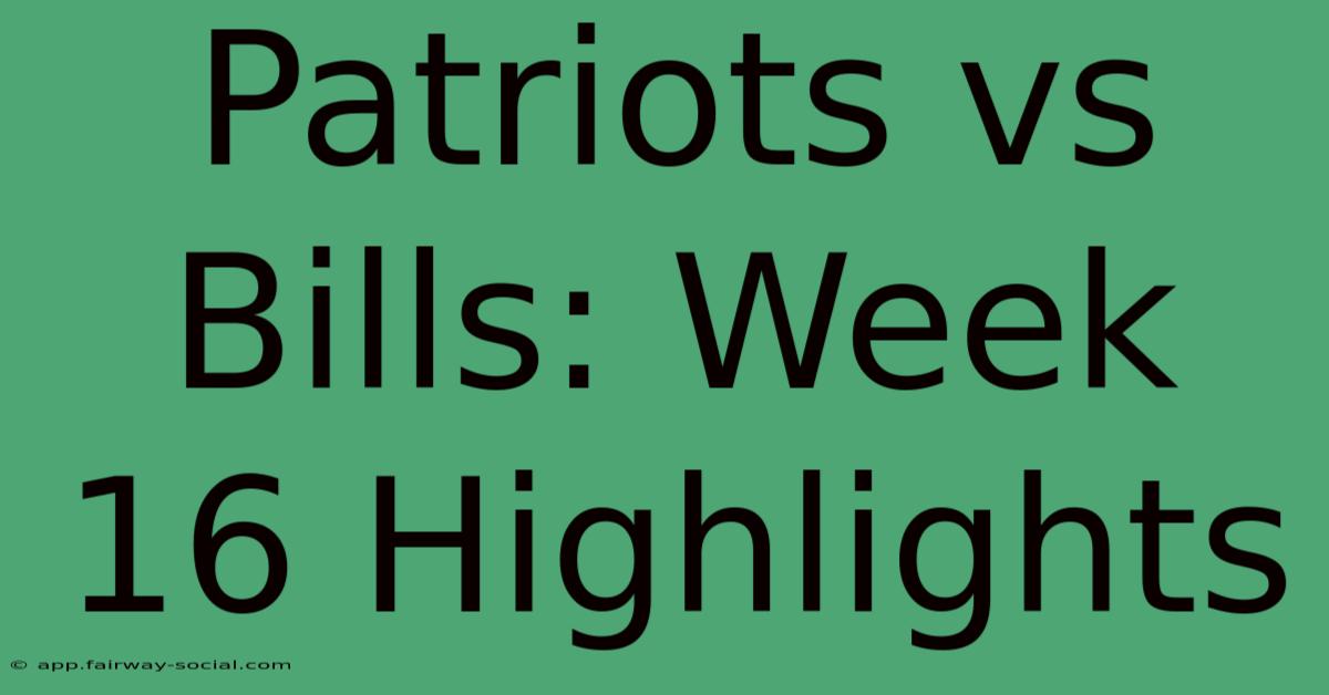 Patriots Vs Bills: Week 16 Highlights