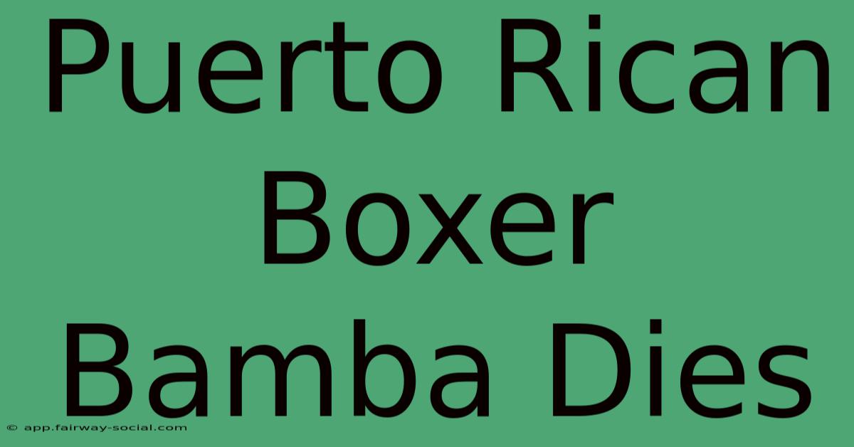 Puerto Rican Boxer Bamba Dies