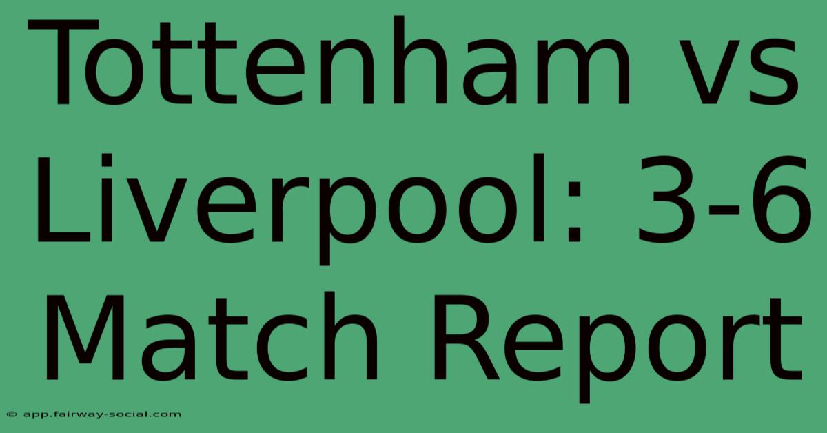 Tottenham Vs Liverpool: 3-6 Match Report