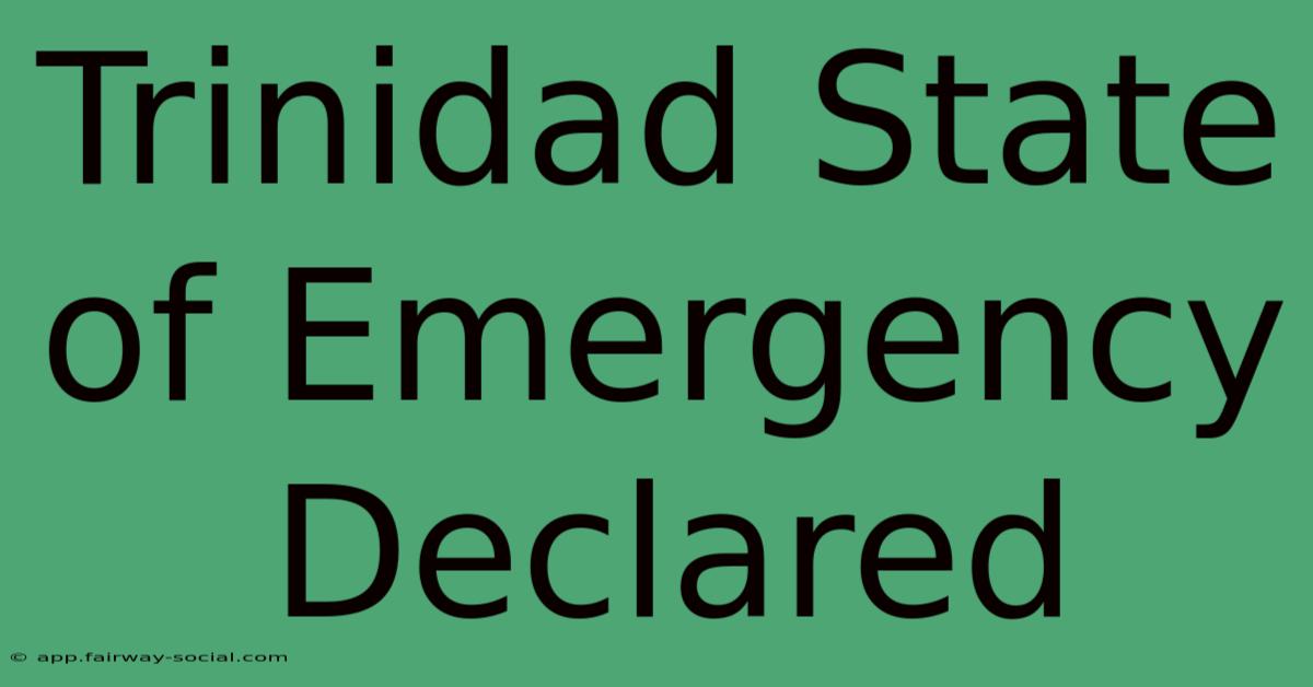 Trinidad State Of Emergency Declared