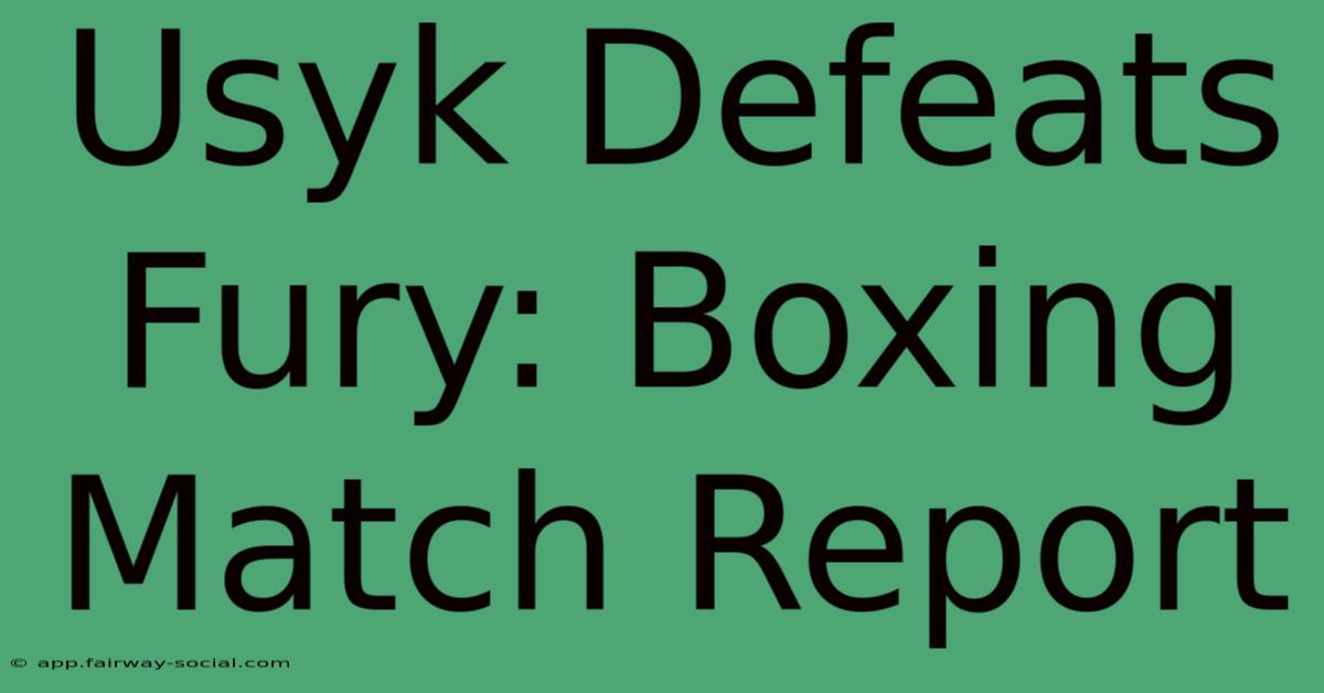 Usyk Defeats Fury: Boxing Match Report