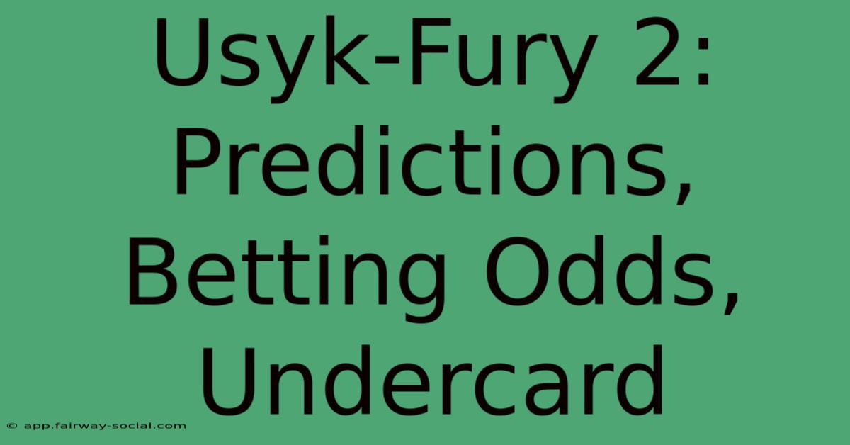 Usyk-Fury 2: Predictions, Betting Odds, Undercard