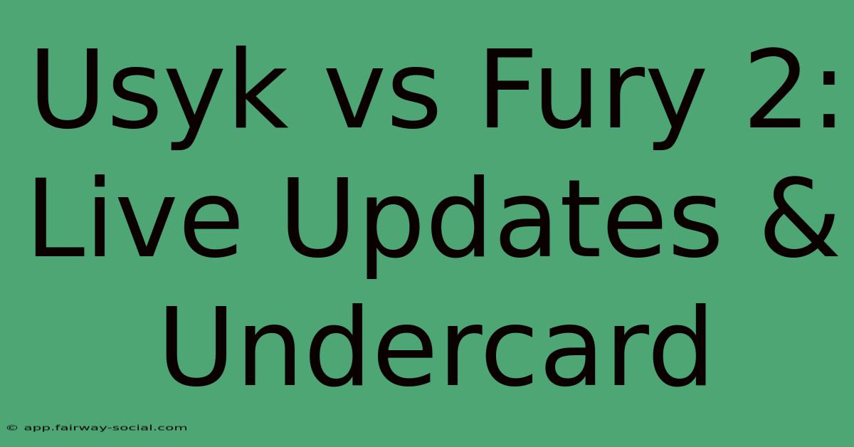 Usyk Vs Fury 2: Live Updates & Undercard