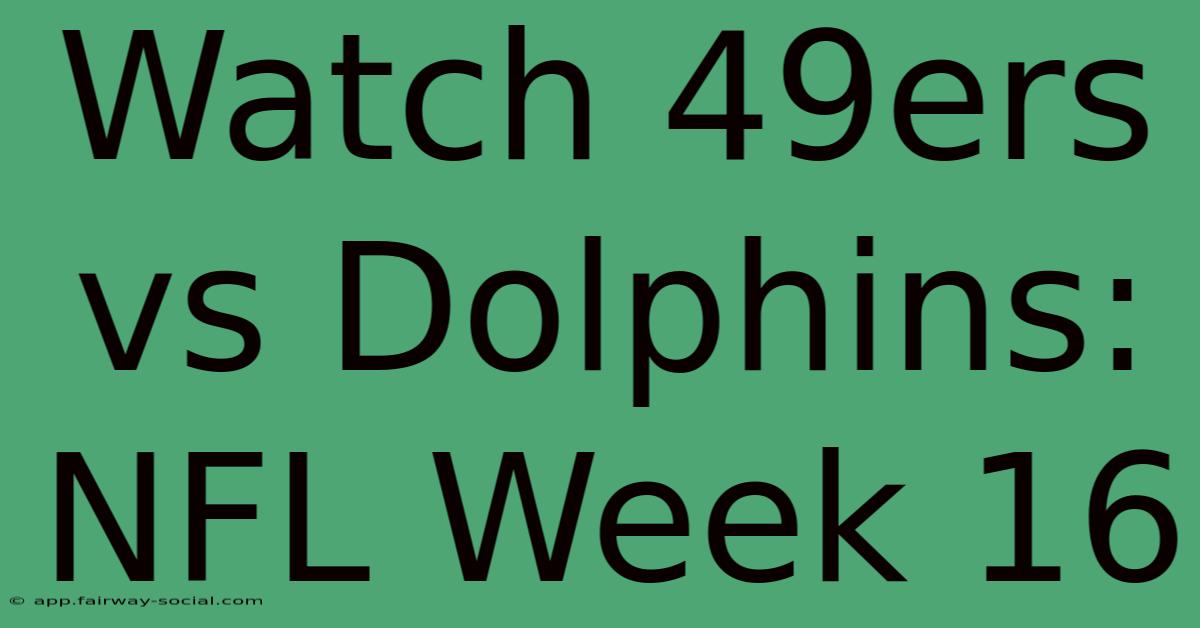 Watch 49ers Vs Dolphins: NFL Week 16