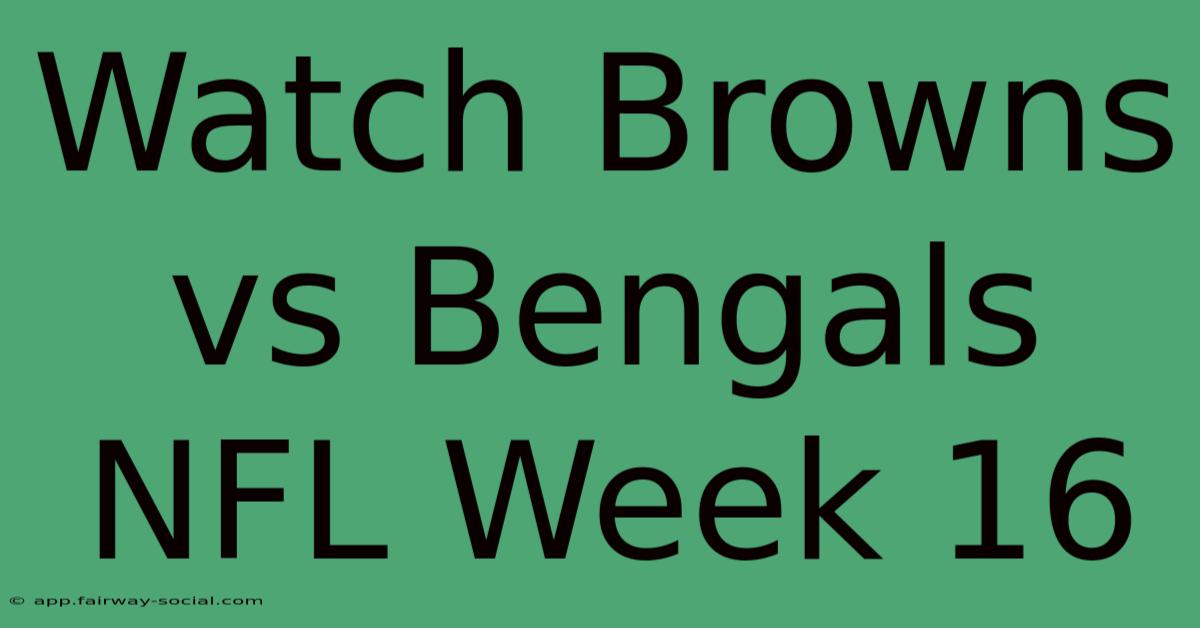 Watch Browns Vs Bengals NFL Week 16