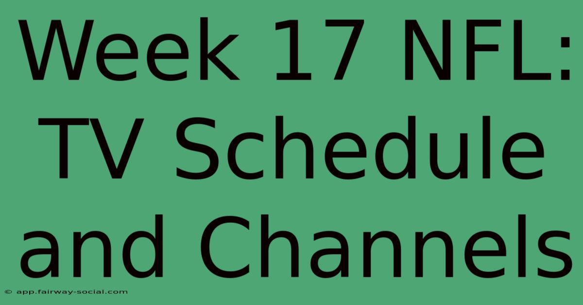 Week 17 NFL: TV Schedule And Channels