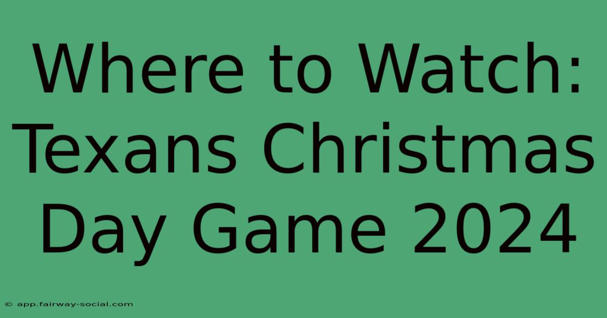 Where To Watch: Texans Christmas Day Game 2024