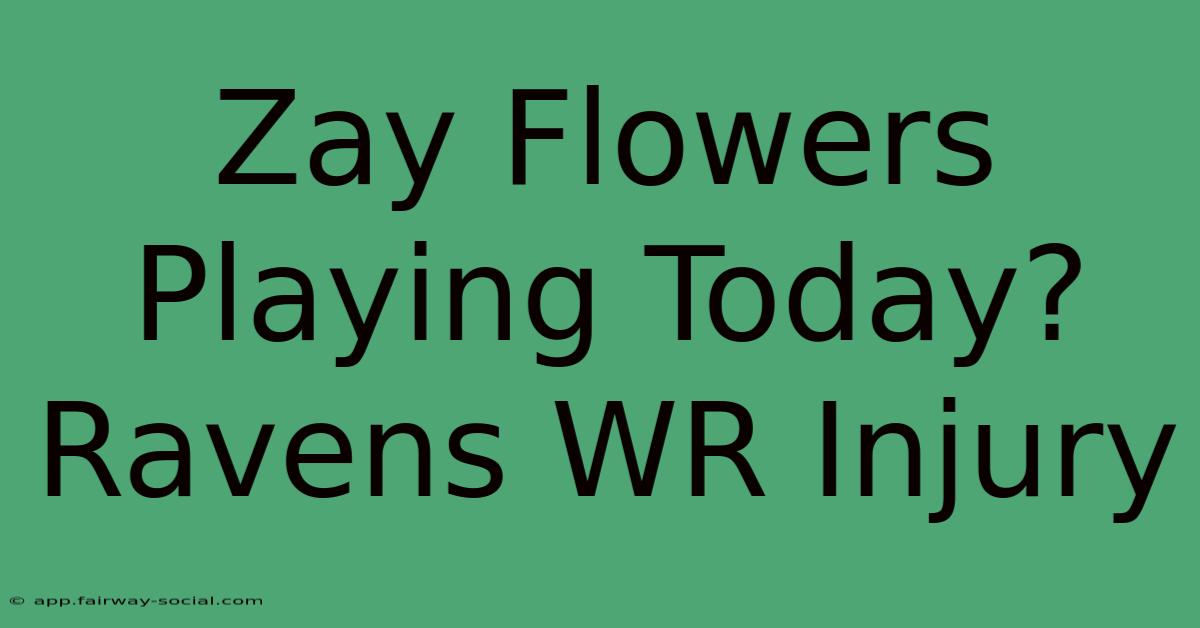 Zay Flowers Playing Today? Ravens WR Injury