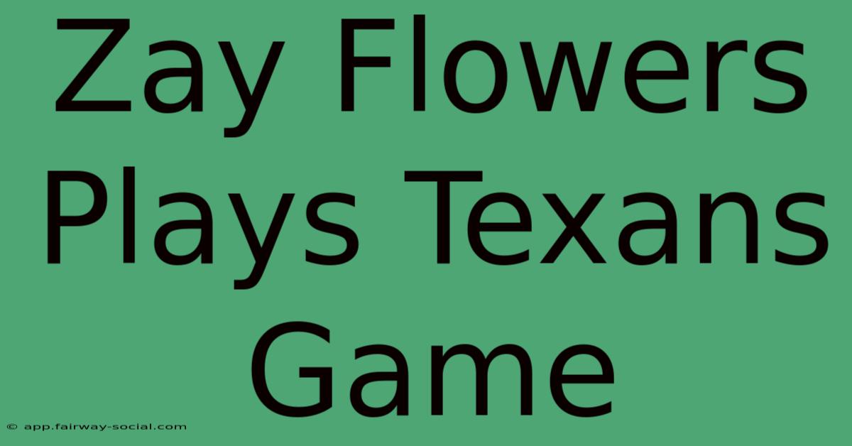 Zay Flowers Plays Texans Game