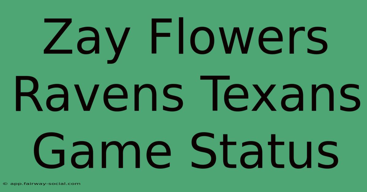 Zay Flowers Ravens Texans Game Status