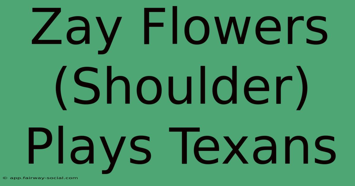 Zay Flowers (Shoulder) Plays Texans